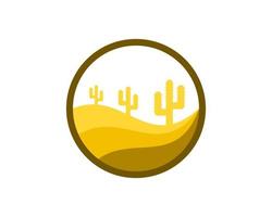 Circle shape with cactus tree in the desert vector