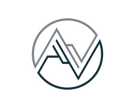 Circle shape with abstract mountain outline vector