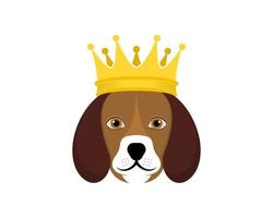 Dog head with crown illustration vector