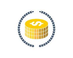 Circular wheat with pile of money coins inside vector