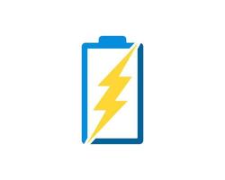 Simple electrical battery with lightning inside vector