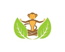 Luxury monkey yoga with twin leaf vector