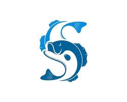 Jumping fish wit S letter initial vector