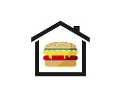 Simple shop house with delicious burger inside vector