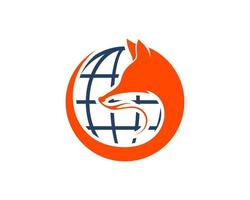 Circular fox with abstract globe inside vector