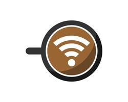 Simple coffee cup with wifi symbol inside vector