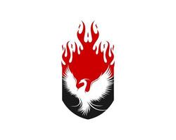 Fire shield with phoenix inside vector