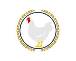 Circular wheat with chicken hen inside vector