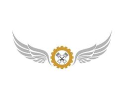 Gear with piston and wings vector