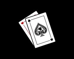 Spade poker card with love card behind vector