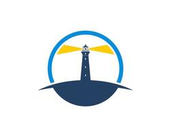 Circle shape with lighthouse inside vector