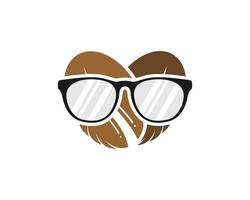 two coffee beans with geek eyeglass inside vector