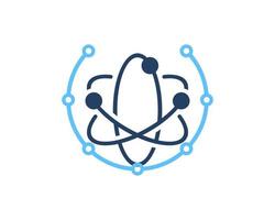 Circular circuit technology with atom symbol inside vector