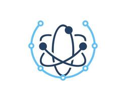 Circular circuit technology with atom symbol inside vector