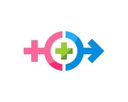 Man and girl symbol with healthy cross symbol inside vector