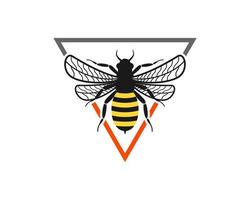 Simple triangle shape with flying bee inside vector