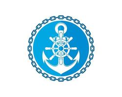 Circular chain with anchor and ship steering wheel vector