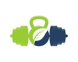 Nature gym with dumbbell and kettle bell vector