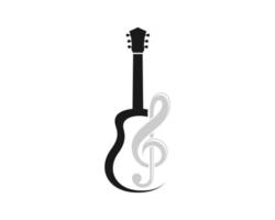 Abstract guitar silhouette with music note inside vector