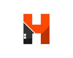 H letter initial with half of house inside vector