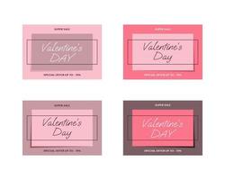 Valentines day sale banners for campaign, online shop. Holiday background for discount and special offers. Promotional banners. Vector illustration.