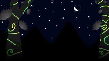 fondo abstracto de la colina y la luna de la noche vector