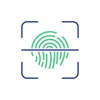 icono de línea de escáner de huellas dactilares. seguridad digital, sistema de identificación. tecnología de seguridad biométrica. verificación de huellas dactilares. protección de datos e información personal. ilustración vectorial vector