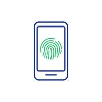 icono de acceso de escaneo digital en el teléfono móvil. escaneo de huellas dactilares en pantalla. signo de autenticación de huellas dactilares en el teléfono inteligente. identificación y verificación de seguridad. ilustración vectorial vector