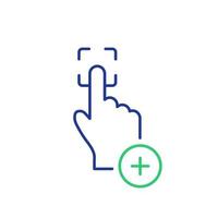 Finger Print Scan Line Icon. Human hand scanning finger. Authorization, Identification, Recognition in security system. Add New Password. Add fingerprint. Vector illustration