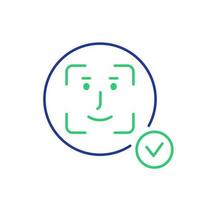 Face Recognition, Biometric Identification Line Icon. Facial Scanning and Detection pictogram. Facial Scan, Identification. Facial Recognition System Sign. Face ID Icon. Vector illustration