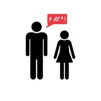 Domestic Violence Icon. Quarrel between Man and Woman. Insult and Profanity concept. Domestic Abuse Icon. Family Violence and Discrimination Woman. Vector illustration