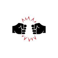 Two Hands Fist Bump icon. Fists Punching as Greeting. Respect, Fight, Conflict and Handshake concept. Punch between Two Fists. Vector illustration