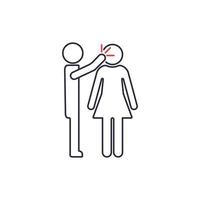 Spousal Abuse Line Icon. Domestic Family Violence and Discrimination Woman. Humiliation, Conflict, Quarrel and Hate concept. Vector illustration