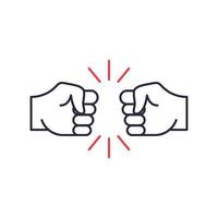 Two Hands Fist Bump line icon. Fists Punching as greeting. Respect, Fight, Conflict and Handshake concept. Punch between two Fists. Vector illustration