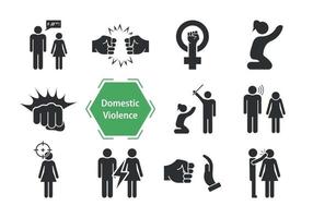 Domestic Violence Icons Set. Domestic Abuse Icons. Set of Family Violence and Discrimination Woman. Humiliation, Conflict, Quarrel and Hate concept. Vector illustration