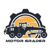 Heavy machinery icon with operator silhouette driving motor grader in gear vector