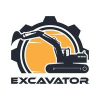 Heavy machinery icon with crawler excavator and operator working shadows vector