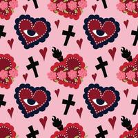 sacred heart seamless colorful wallpaper pattern vector