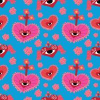 sacred heart seamless pattern vector colorful design