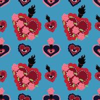 sacred heart seamless pattern colorful vector design