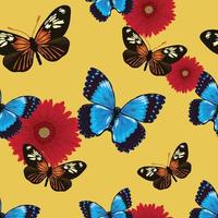 florals and butterflies seamless pattern beautiful vector design