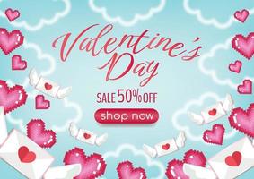 valentine's day sale promotion art banner vector