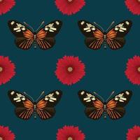 vector de patrones sin fisuras florales y mariposas de estilo vintage