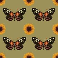 vintage florals and butterflies seamless pattern vector