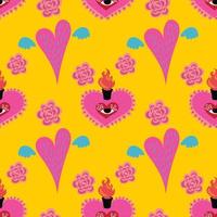 sacred heart seamless colorful pattern vector