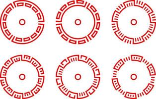 Chinese red circle frame set vector design.