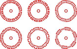 Chinese red circle frame set vector design.