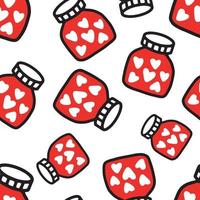 Seamless pattern of Jars with heart. Pattern for Valentines day vector