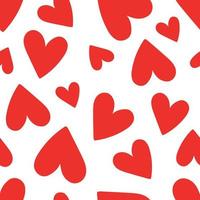 Seamless pattern of red hearts on a white background. Vector illustration