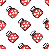 Seamless pattern of Jars with heart. Pattern for Valentines day vector